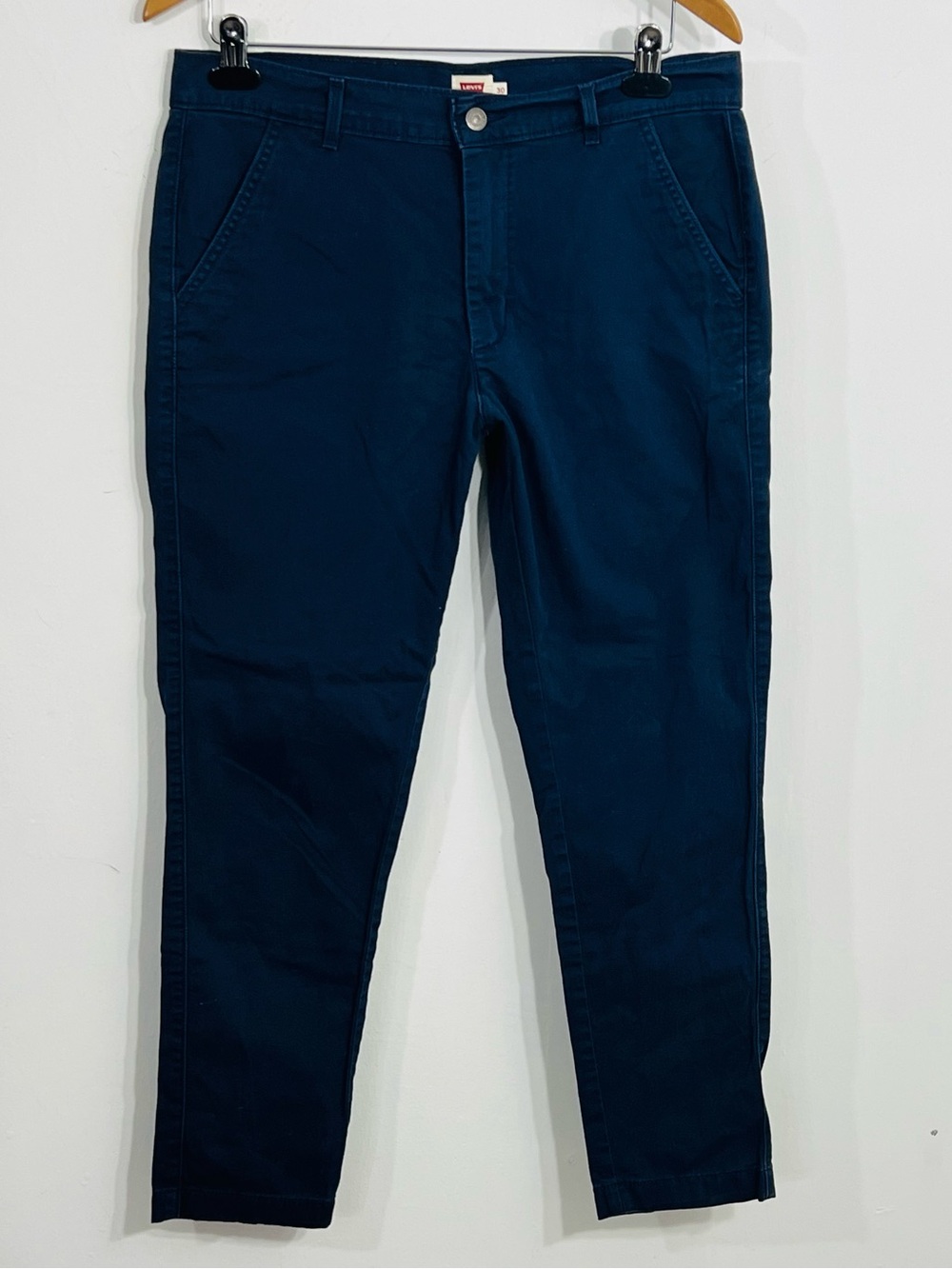Levi's Navy Blue Mid Rise Casual Pants Tapered Leg Classic White Tag Stretchy